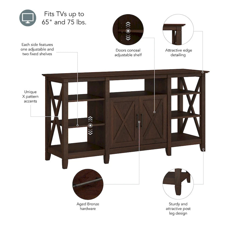 Key West Tall TV Stand with Storage