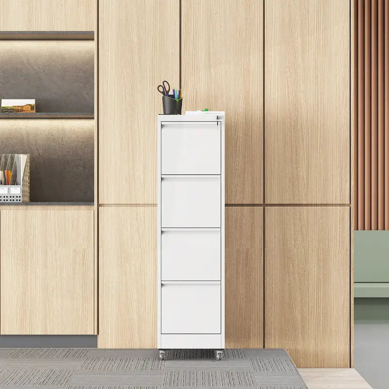 Versatile Locking Metal File Cabinet with Wheels for Home and Office Use