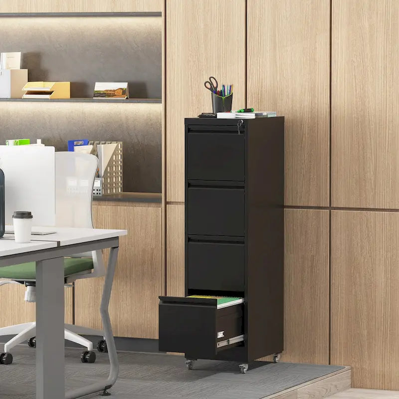 Versatile Locking Metal File Cabinet with Wheels for Home and Office Use