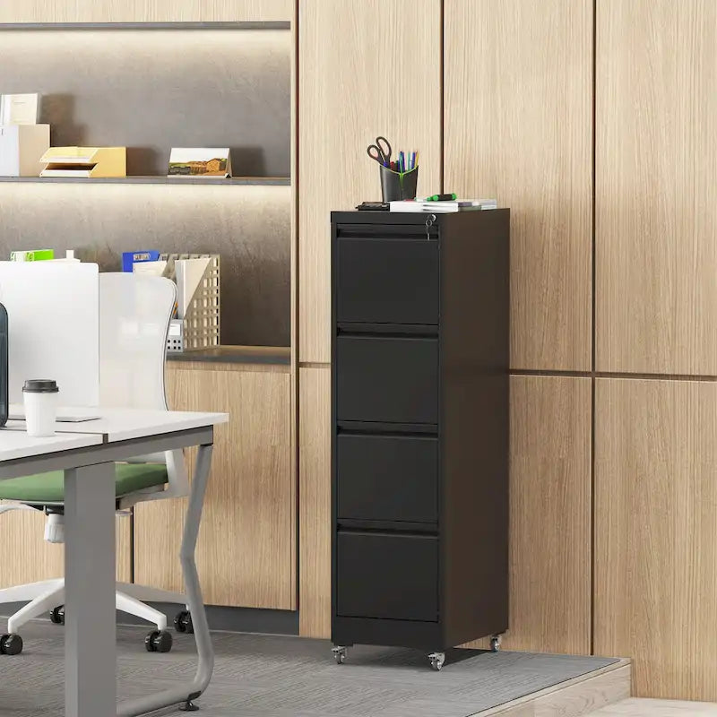 Versatile Locking Metal File Cabinet with Wheels for Home and Office Use