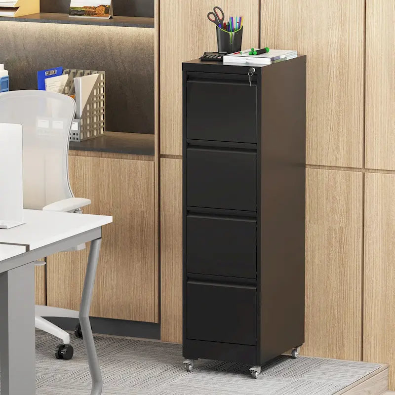 Versatile Locking Metal File Cabinet with Wheels for Home and Office Use