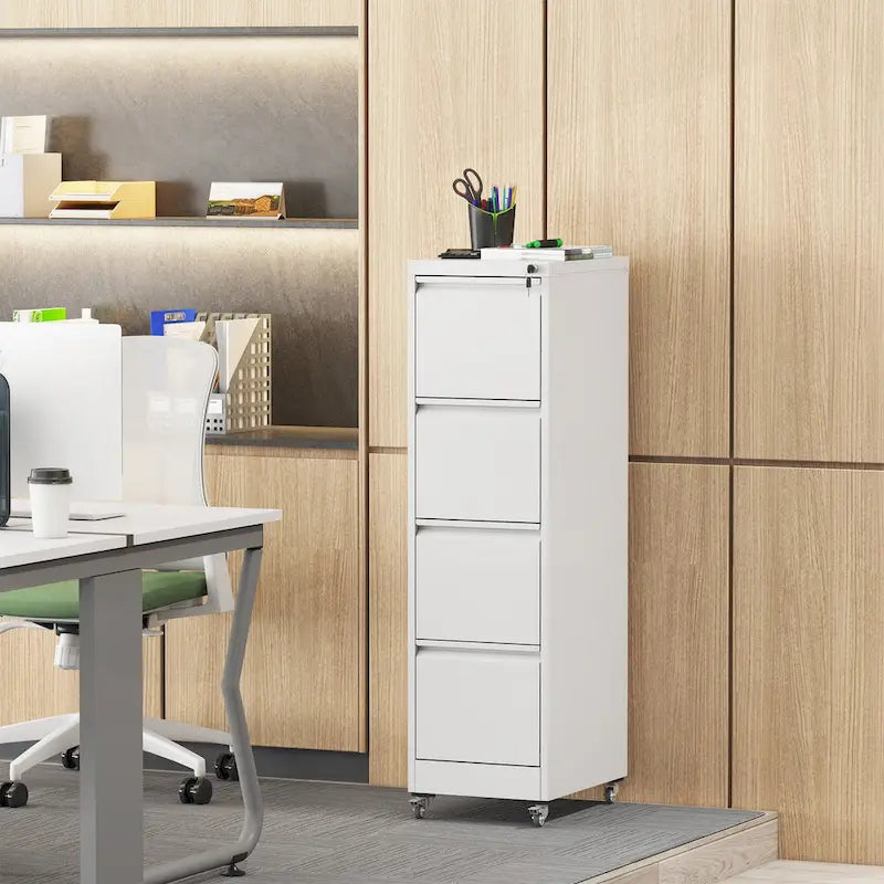 Versatile Locking Metal File Cabinet with Wheels for Home and Office Use