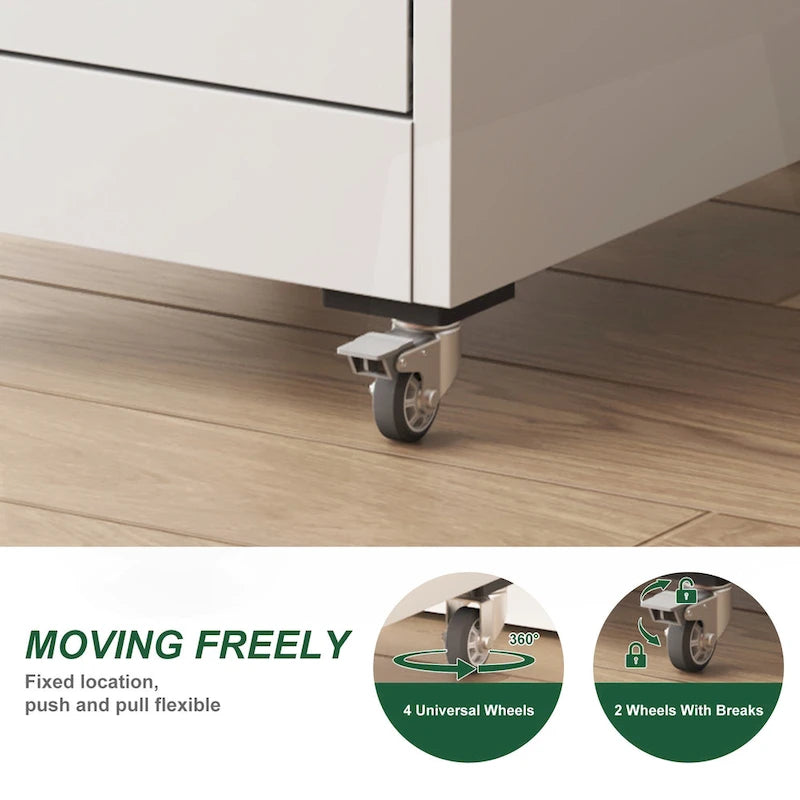 Versatile Locking Metal File Cabinet with Wheels for Home and Office Use