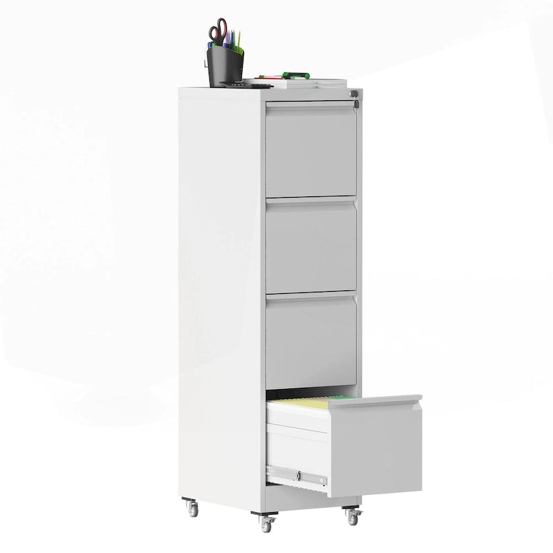 Versatile Locking Metal File Cabinet with Wheels for Home and Office Use