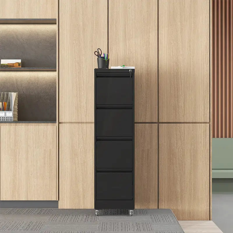 Versatile Locking Metal File Cabinet with Wheels for Home and Office Use