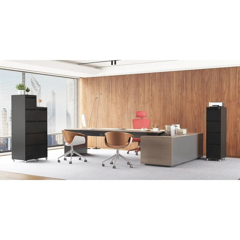 Versatile Locking Metal File Cabinet with Wheels for Home and Office Use