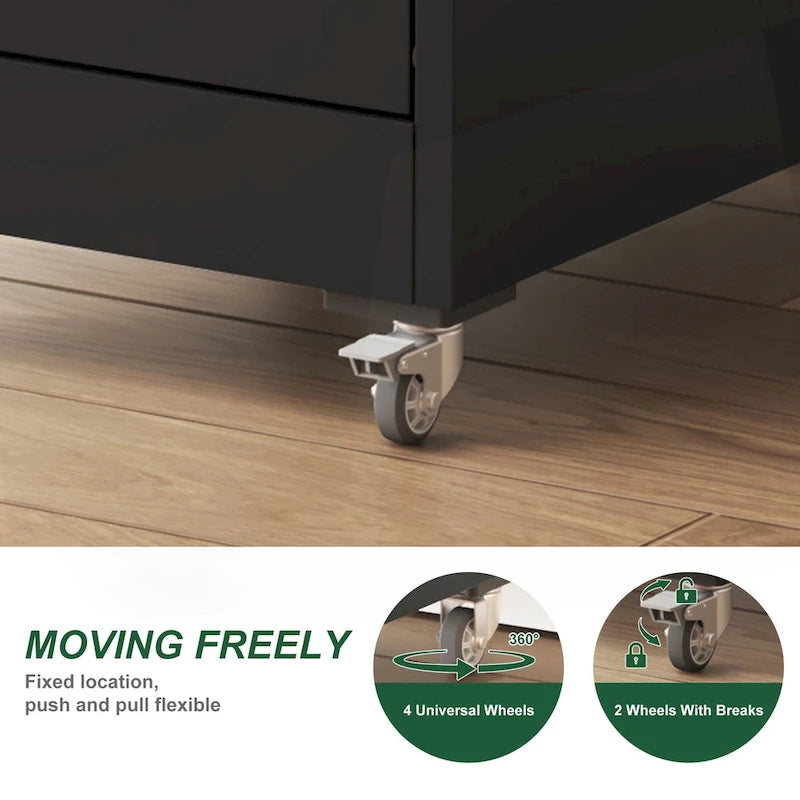 Versatile Locking Metal File Cabinet with Wheels for Home and Office Use