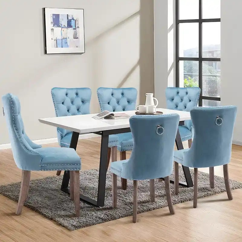 Solid Wood Velvet Upholstered Dining Chair Set of 4