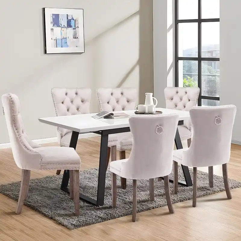 Solid Wood Velvet Upholstered Dining Chair Set of 4