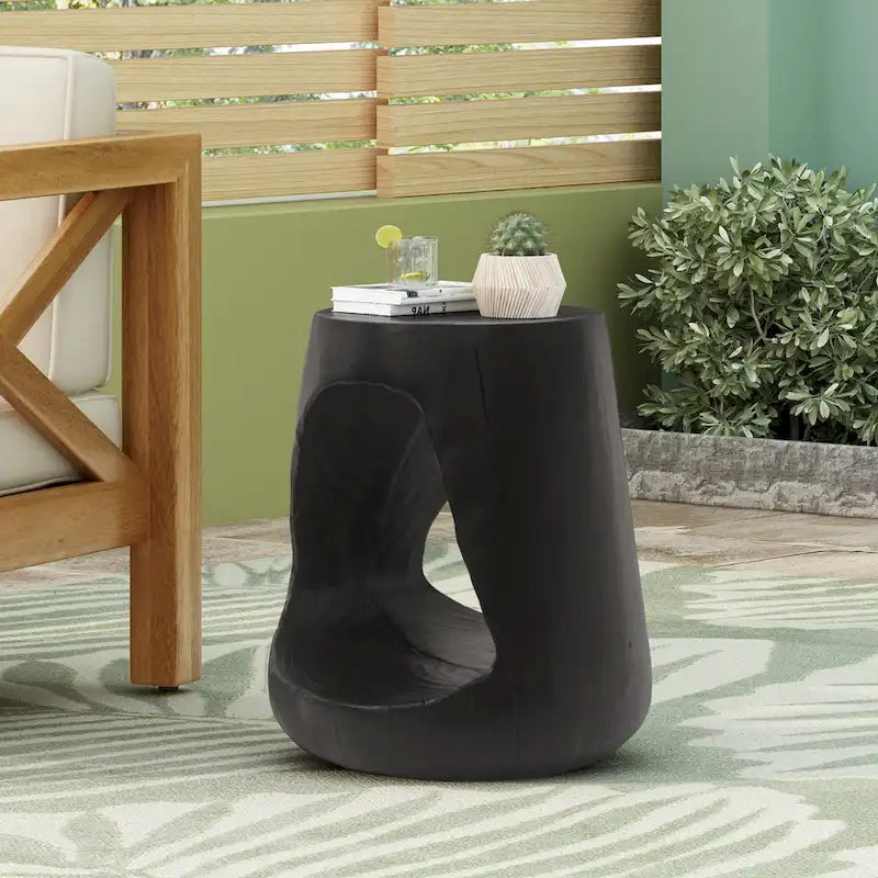 14.5 Modern Round Side Table with Stable Wide Base for Living Room or Bedroom