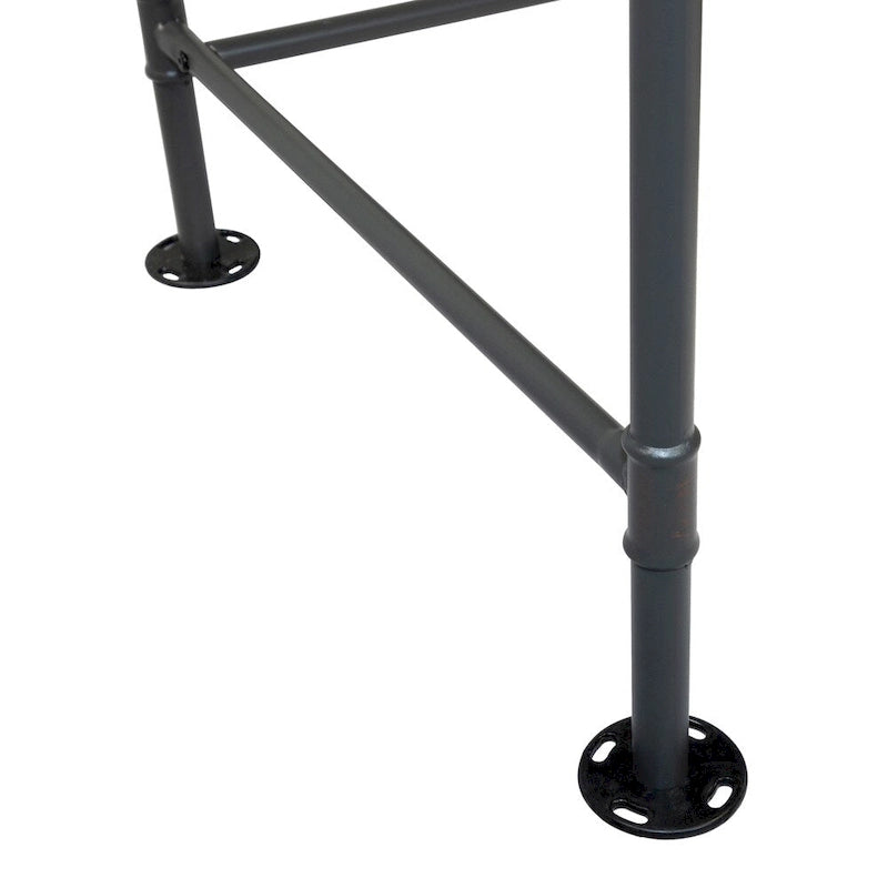 Industrial Black 47-Inch Metal Computer Desk with Side Shelves & Wood-Look Top