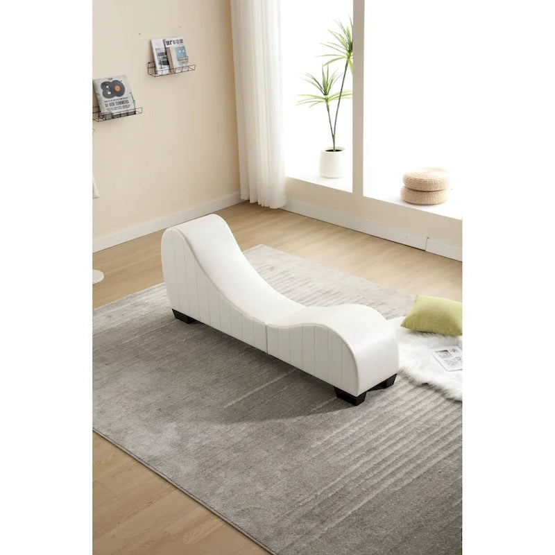 Modern Faux Leather Curved Yoga Chaise Lounge - 13.78 x 62.20 x 25.79