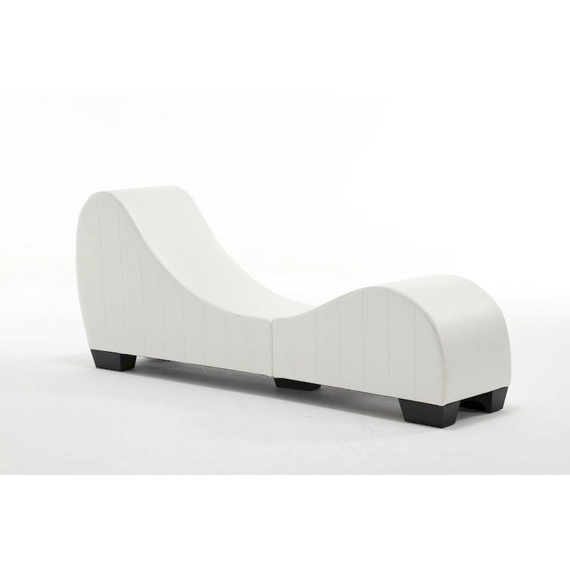 Modern Faux Leather Curved Yoga Chaise Lounge - 13.78 x 62.20 x 25.79