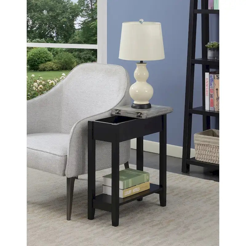 Convenience Concepts American Heritage Flip Top End Table with Shelf