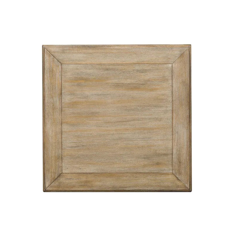 Summerville Square Accent End Table with Bottom Shelf – White Wash Finish