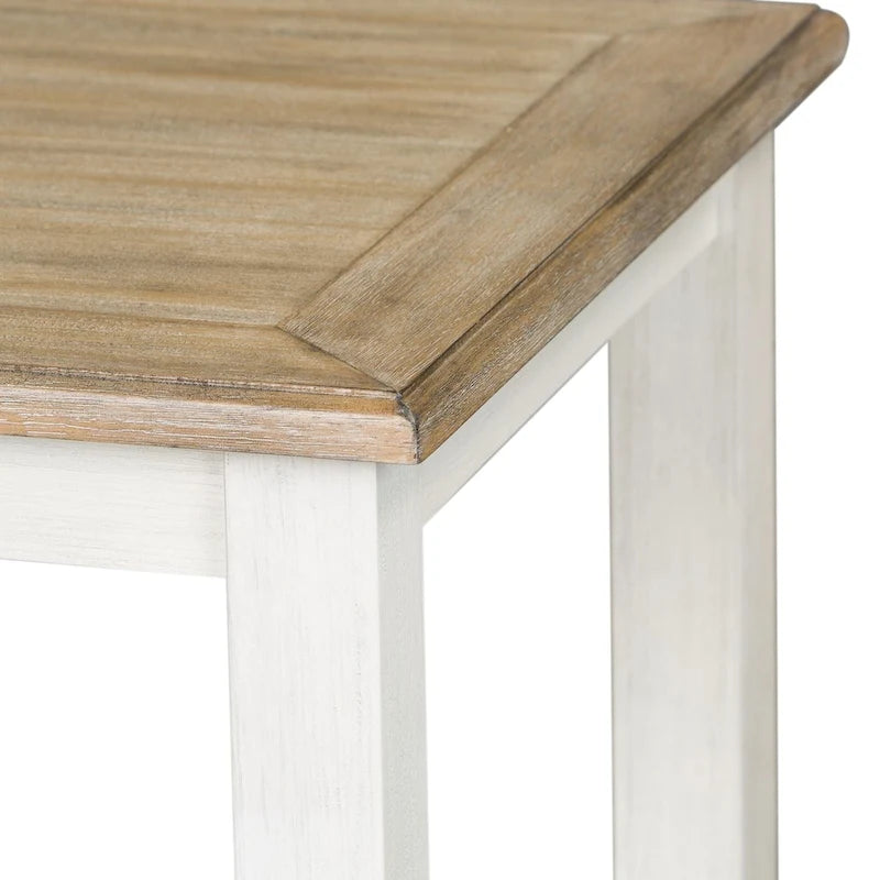 Summerville Square Accent End Table with Bottom Shelf – White Wash Finish