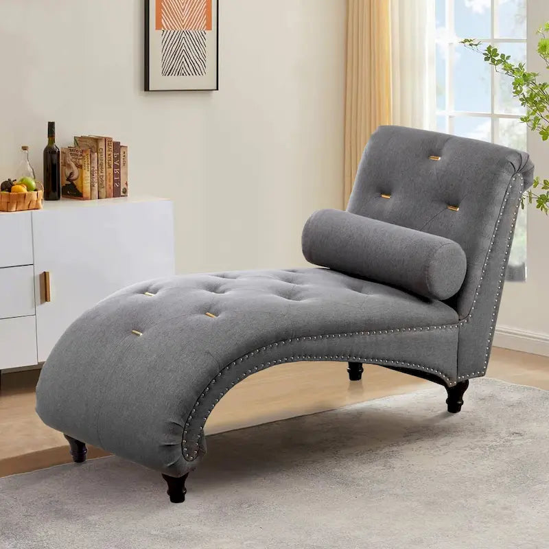 Upholstered Chaise Lounge Indoor Chaise Lounge Chair with Pillow