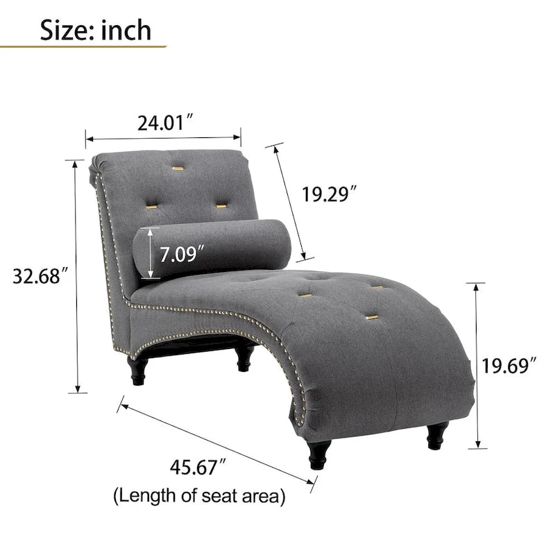 Upholstered Chaise Lounge Indoor Chaise Lounge Chair with Pillow