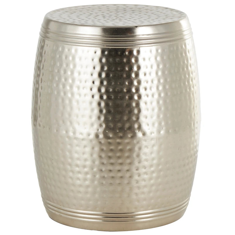 Handmade Hammered Metal Drum Accent Table – Brown, Silver, Copper or Gold