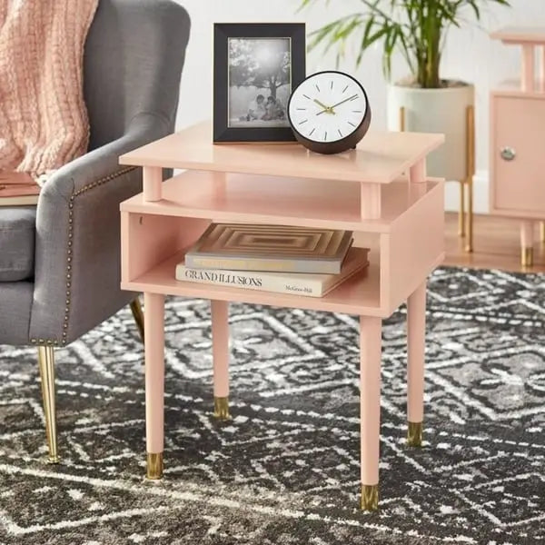 Margo Mid-Century End Table with Open Shelving – Multiple Finishes