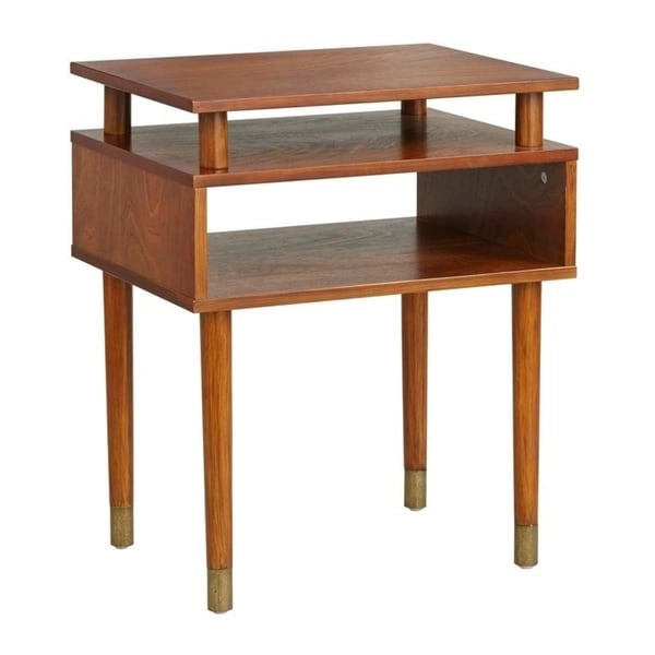 Margo Mid-Century End Table with Open Shelving – Multiple Finishes