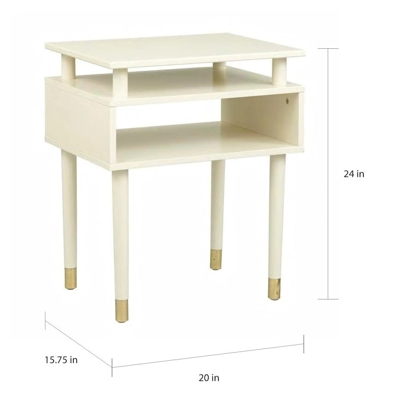Margo Mid-Century End Table with Open Shelving – Multiple Finishes