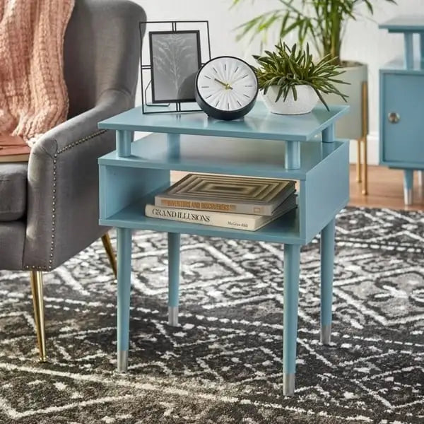 Margo Mid-Century End Table with Open Shelving – Multiple Finishes