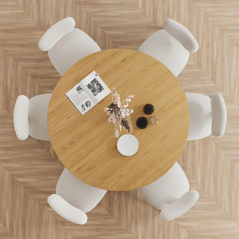 Solid Wood 60 Round Dining Table for 6 People Nordic style - 60*30