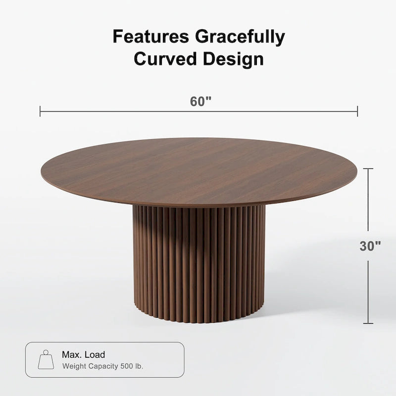 Solid Wood 60 Round Dining Table for 6 People Nordic style - 60*30