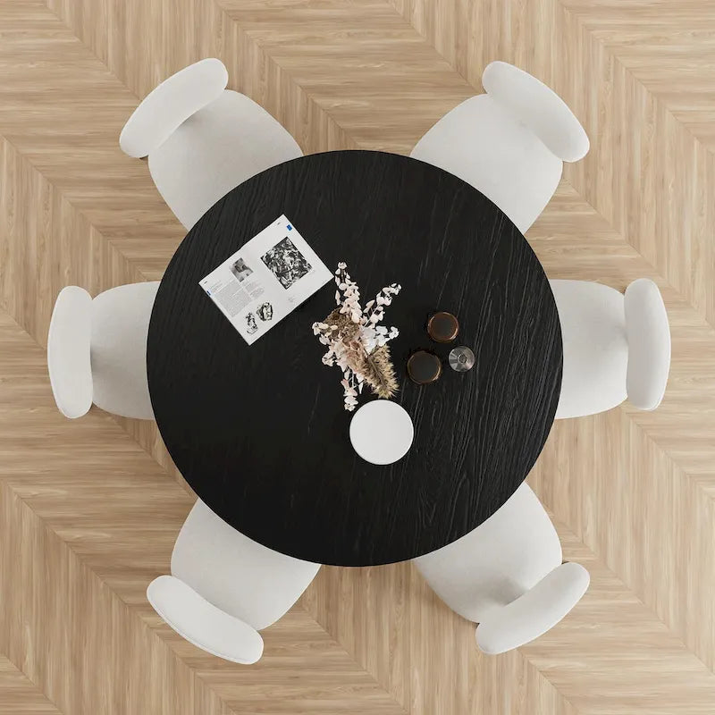 Solid Wood 60 Round Dining Table for 6 People Nordic style - 60*30