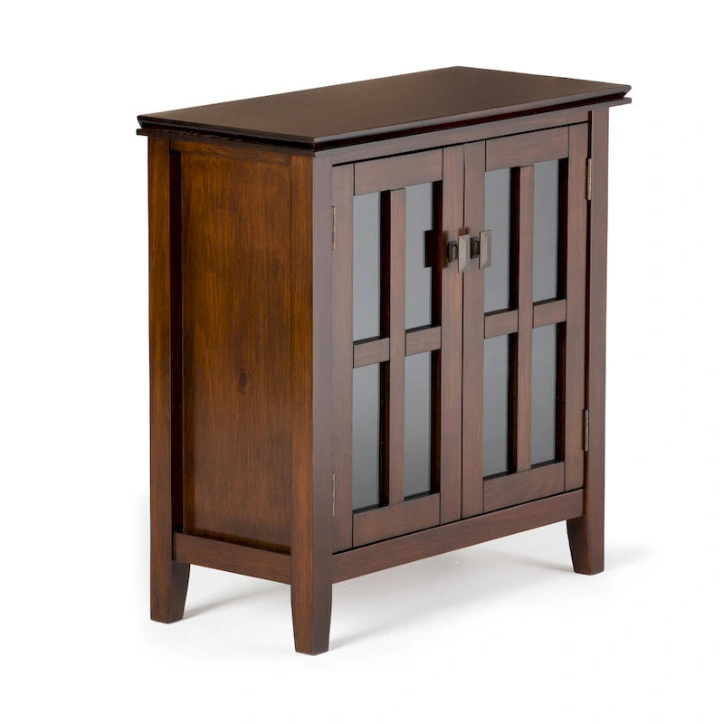 Stratford Solid Wood Low Storage Cabinet with Tempered Glass Doors – 30W