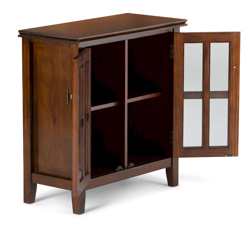 Stratford Solid Wood Low Storage Cabinet with Tempered Glass Doors – 30W