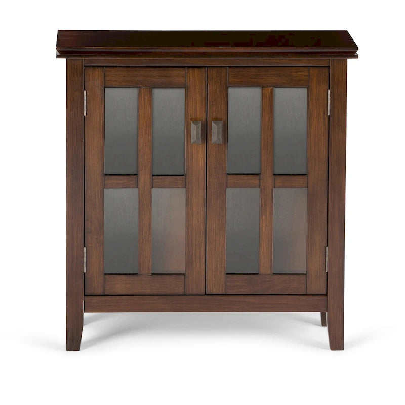Stratford Solid Wood Low Storage Cabinet with Tempered Glass Doors – 30W