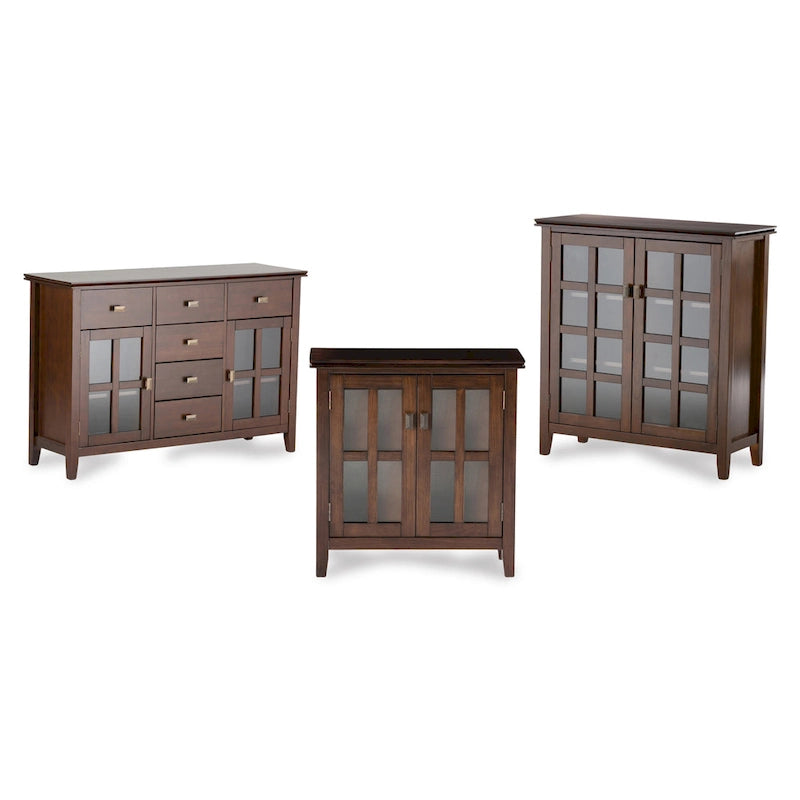 Stratford Solid Wood Low Storage Cabinet with Tempered Glass Doors – 30W