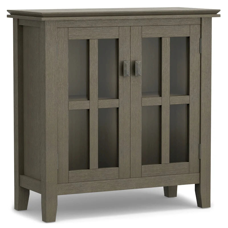 Stratford Solid Wood Low Storage Cabinet with Tempered Glass Doors – 30W