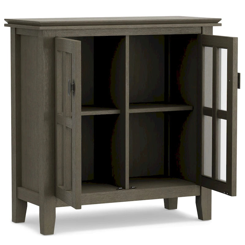 Stratford Solid Wood Low Storage Cabinet with Tempered Glass Doors – 30W