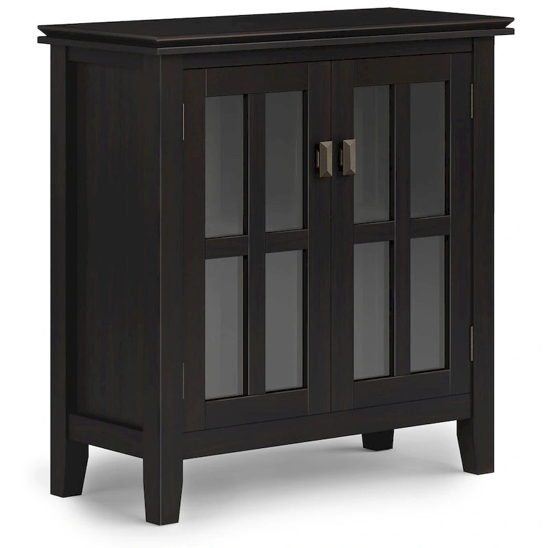 Stratford Solid Wood Low Storage Cabinet with Tempered Glass Doors – 30W