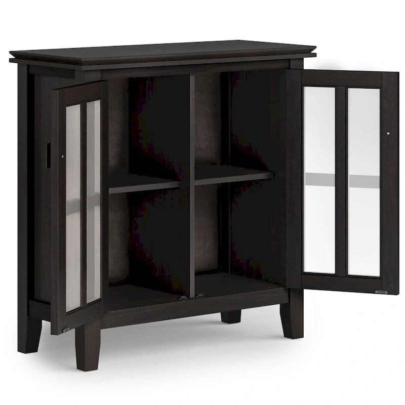 Stratford Solid Wood Low Storage Cabinet with Tempered Glass Doors – 30W