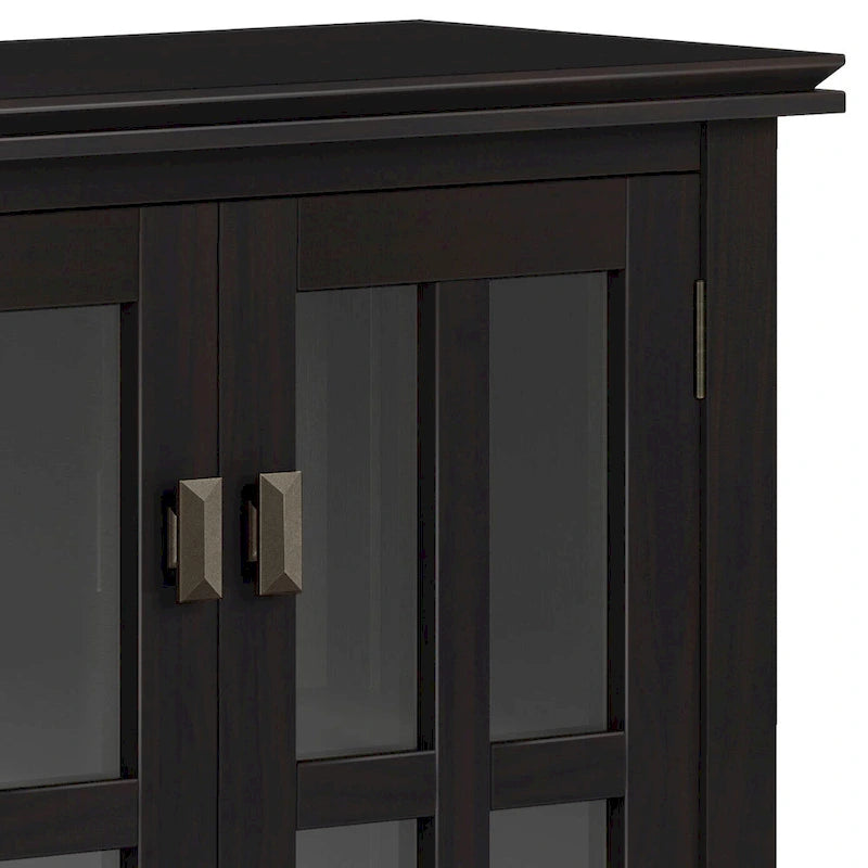 Stratford Solid Wood Low Storage Cabinet with Tempered Glass Doors – 30W