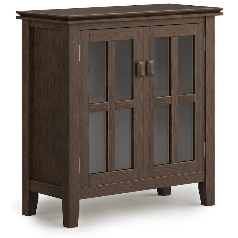 Stratford Solid Wood Low Storage Cabinet with Tempered Glass Doors – 30W