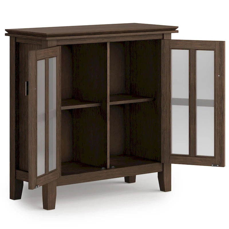 Stratford Solid Wood Low Storage Cabinet with Tempered Glass Doors – 30W