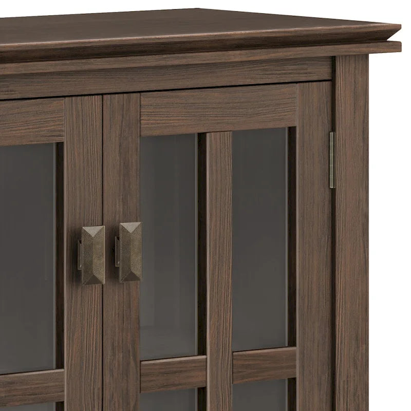 Stratford Solid Wood Low Storage Cabinet with Tempered Glass Doors – 30W