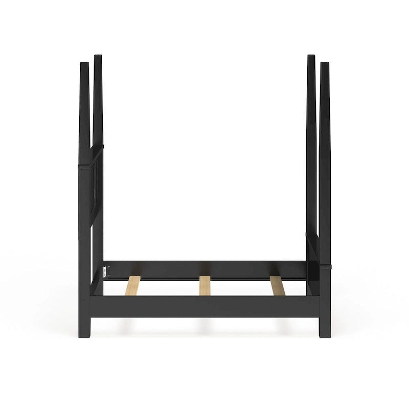 Bedford Black King Poster Bed with Raised Panel Headboard & Footboard
