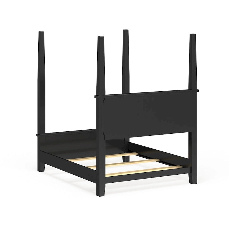 Bedford Black King Poster Bed with Raised Panel Headboard & Footboard
