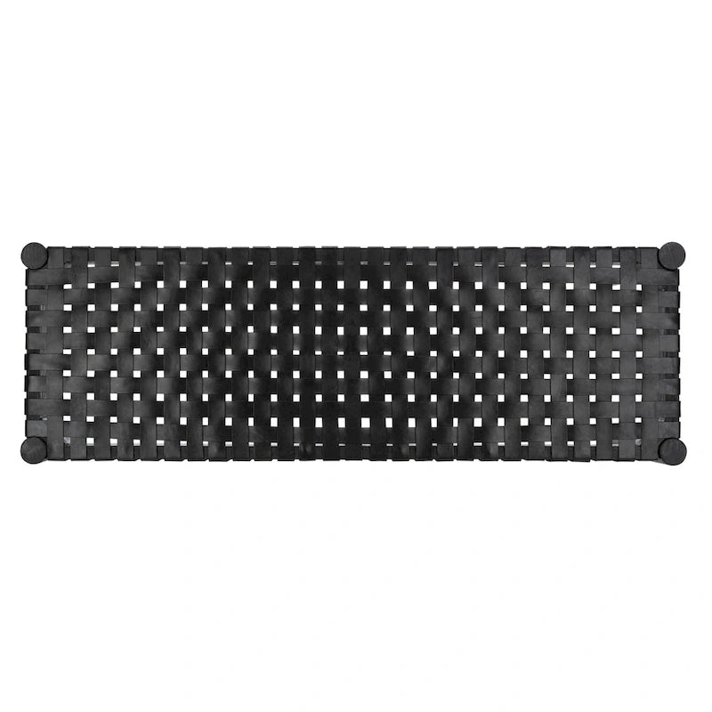 Manervia Woven Leather & Wood Accent Bench – 47W x 16D x 18H