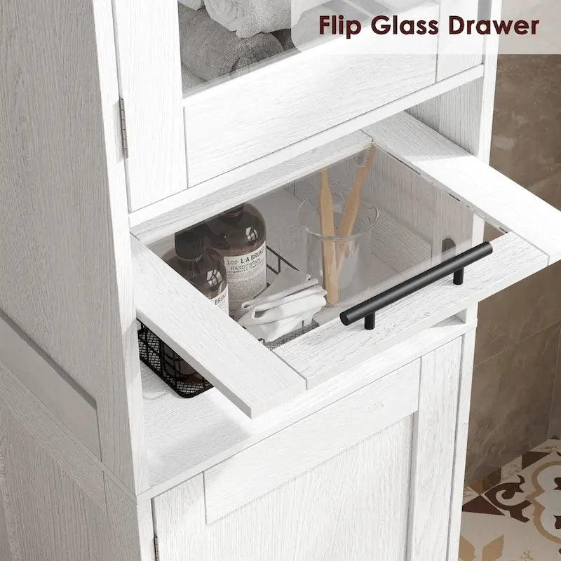 Tall Bathroom Cabinet, Narrow Storage Cabinet with Doors and Adjustable Shelf