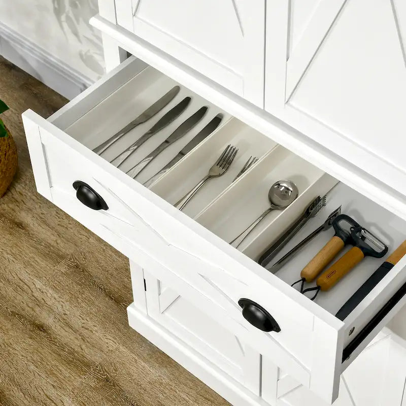 Freestanding Farmhouse 4-Door Kitchen Pantry Cabinet with 6-Tier Storage