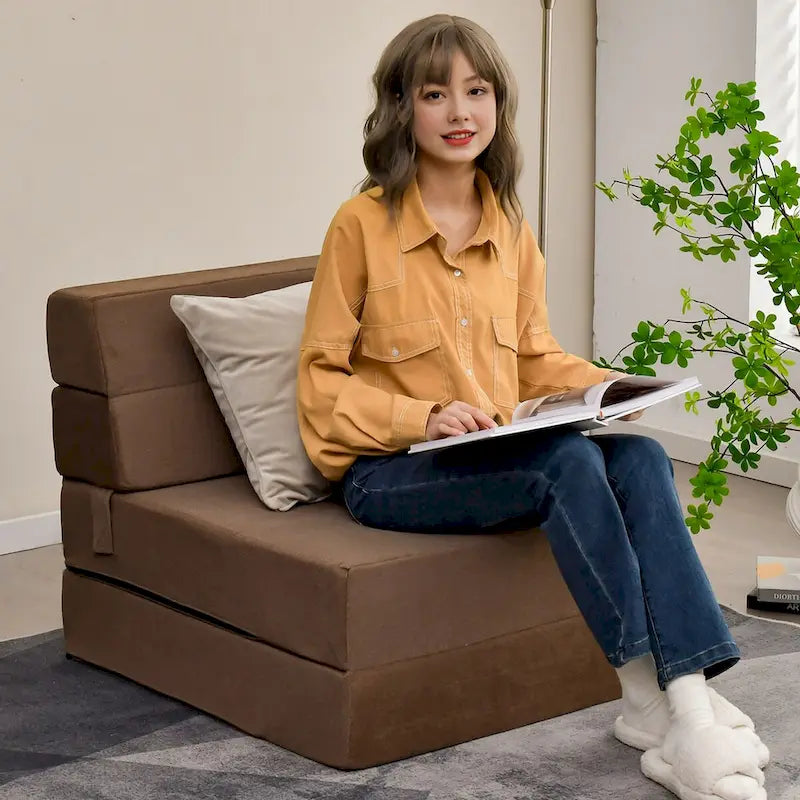Costway Tri-Fold Fold Down Chair Flip Out Lounger Convertible Sleeper - 77.5 x 29 x 6.5 (L x W x H)