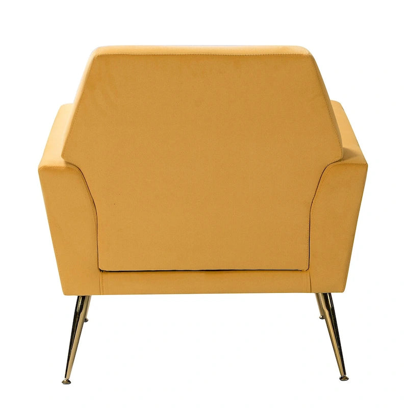 Contemporary Velvet Tufted Armchair with Gold Metal Legs