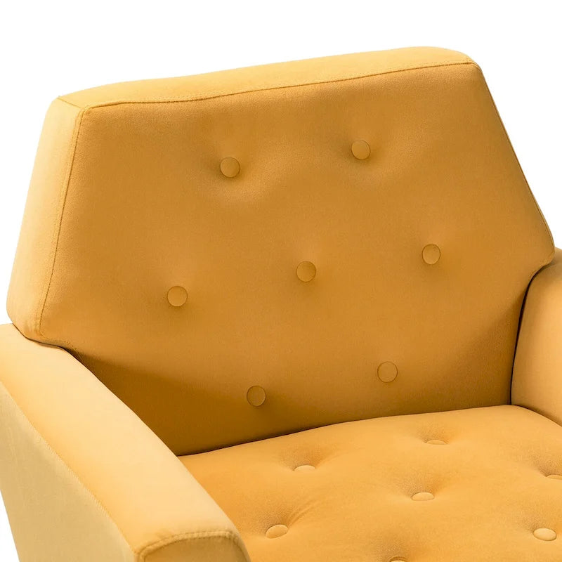Contemporary Velvet Tufted Armchair with Gold Metal Legs